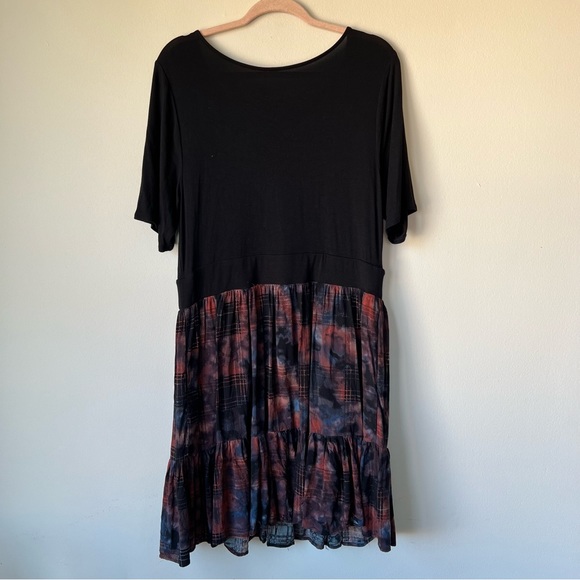 Torrid Tiered Midi Dress Super Soft Challis Multi Plaid Pockets Size 1 - Picture 2 of 8